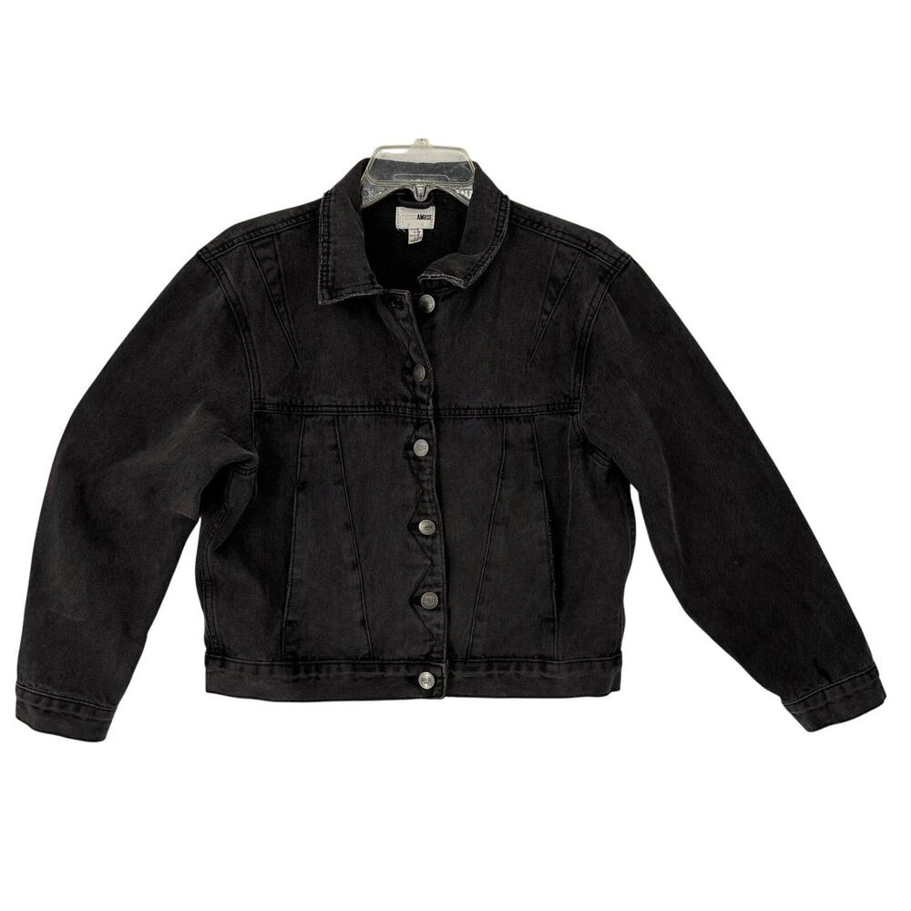 Amuse Society Black Denim Trucker Jacket Womens Medium Streetwear Workwear